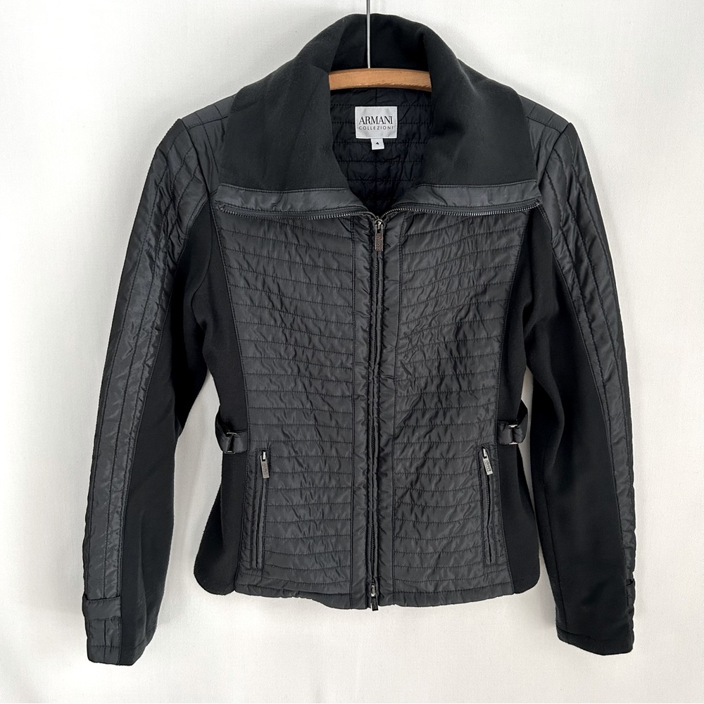 Armani Collezioni ~Quilted Black 2 Way Zip Jacket in size 4